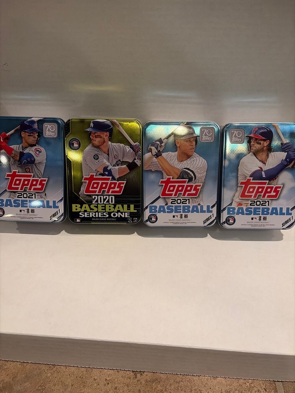 Set of 4 Topps empty Baseball tins